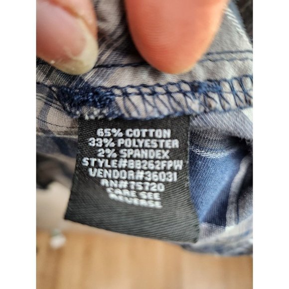 𝅺buckle Black Blue Plaid Standard Fit Long Sleeve Snap Front Shirt XL - Picture 5 of 8